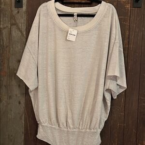 FP Movement by Free People Light Gray / cream Short Sleeve Top